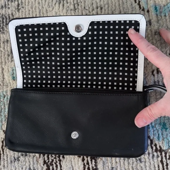 Kate Spade Saturday 2 in 1 Black & White Leather Double Wallet Wristlet - Picture 8 of 16